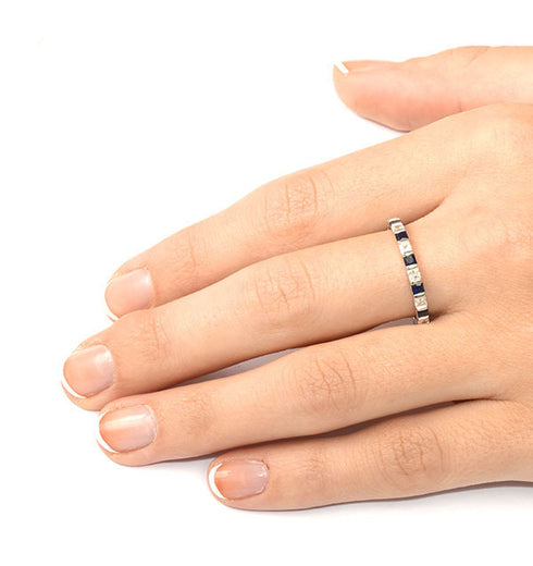 Sapphire 0.70ct And Diamond 18K White Gold Eternity Ring HG42-322UXUY